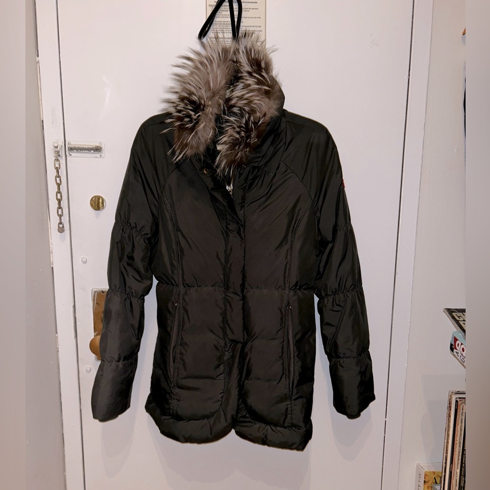Hunter Puffer/Ski Jacket in Dark Olive/Brown - Size L